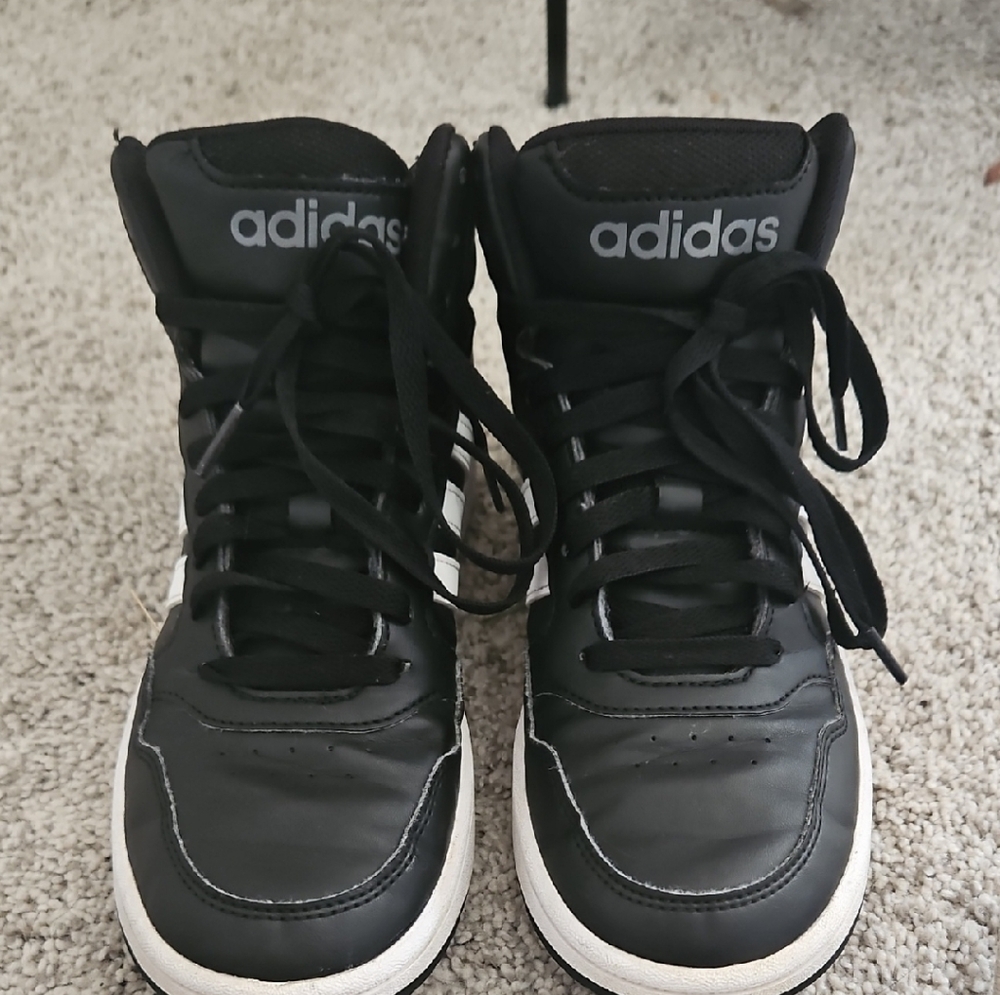 Adidas Kids Black and White High-Top Sneakers
